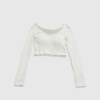 [TP043] Cropped Long-Sleeve Top with Built-In Bra