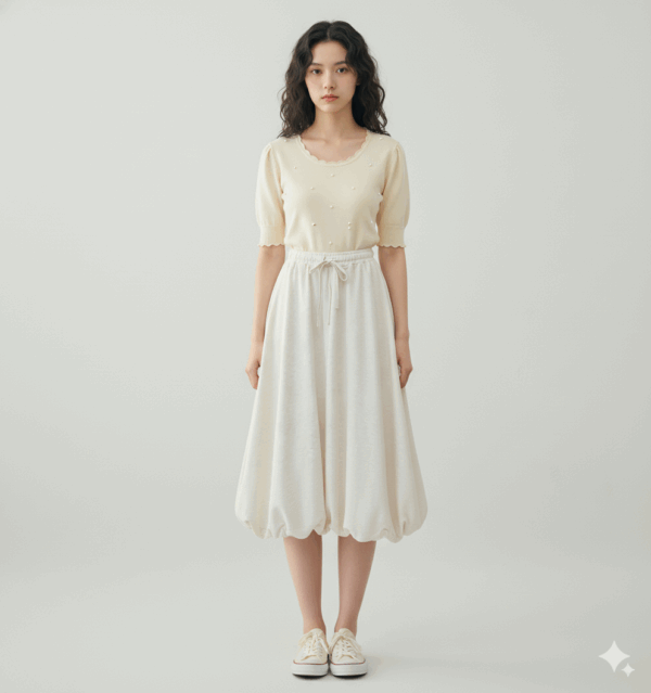 [BM023] Bubble Hem Knit Skirt