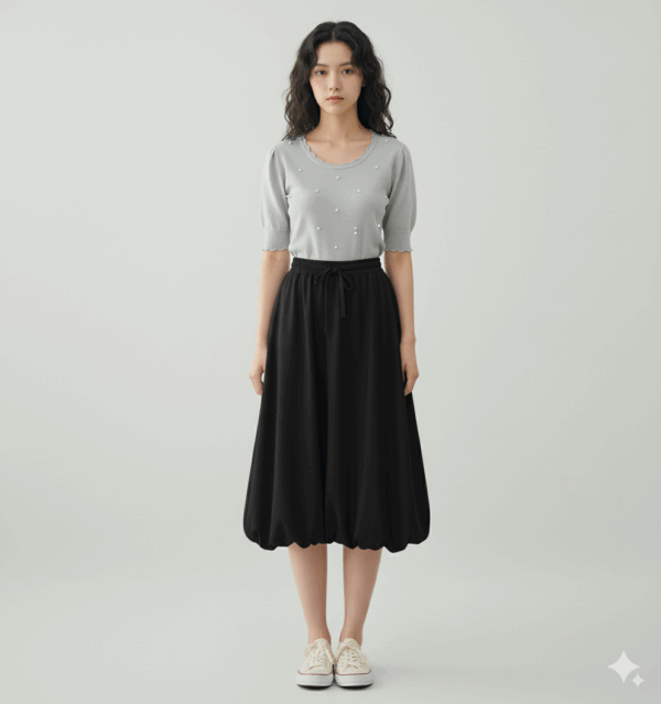 [BM023] Bubble Hem Knit Skirt