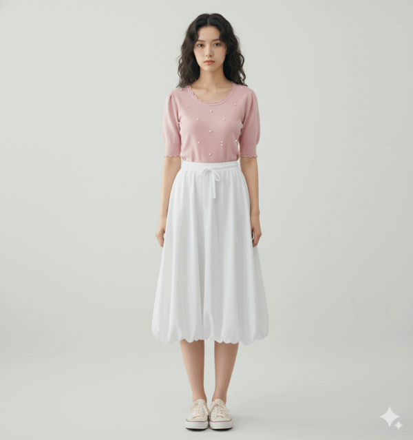 [BM023] Bubble Hem Knit Skirt