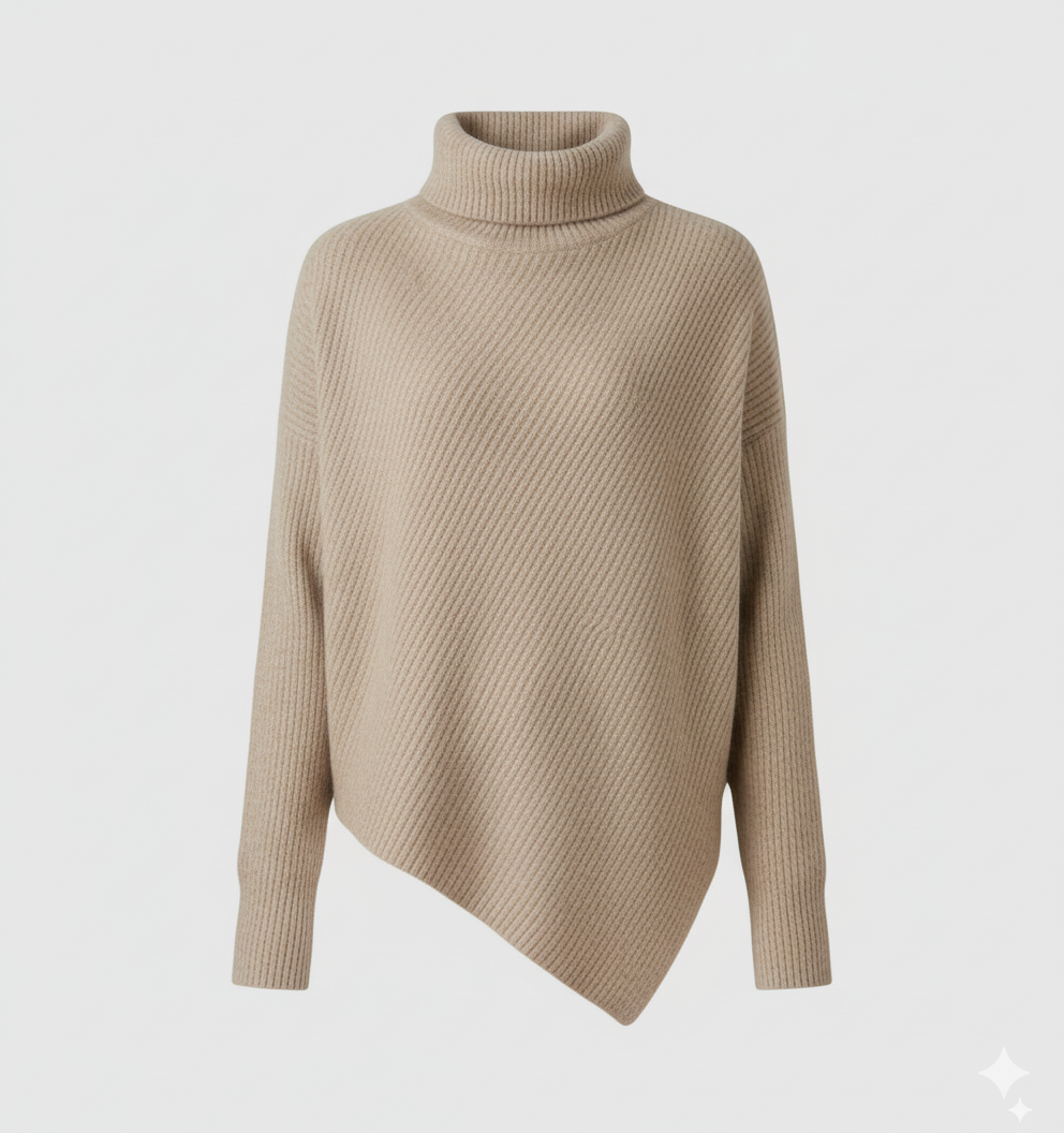[TP045] Cozy Asymmetrical High-Neck Sweater