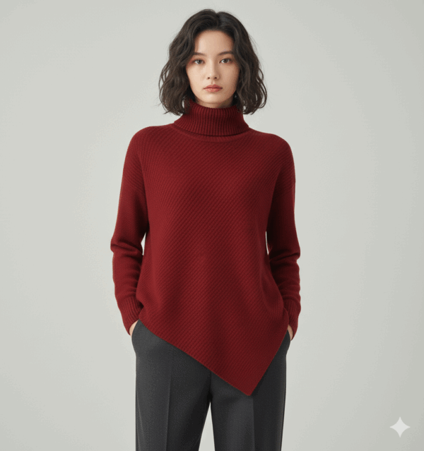 [TP045] Cozy Asymmetrical High-Neck Sweater