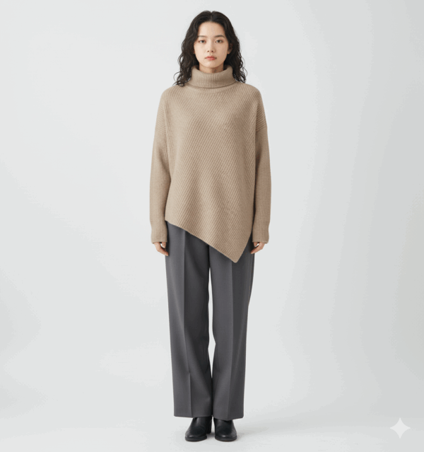 [TP045] Cozy Asymmetrical High-Neck Sweater