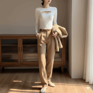 [TP048] Hollow-Out Fitted Long-Sleeve Top