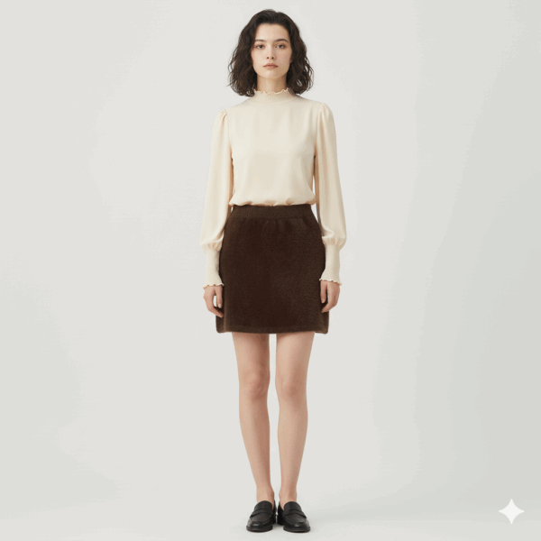 [BM027] Mink-Texture Fuzzy Midi Skirt