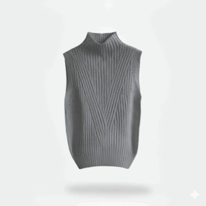 [TP053] Ribbed Sleeveless Half-Turtleneck Knit Vest