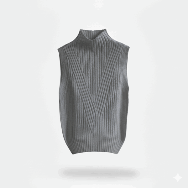 [TP053] Ribbed Sleeveless Half-Turtleneck Knit Vest