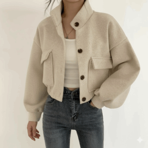[TP056] Short Oversized Wool-Blend Casual Jacket