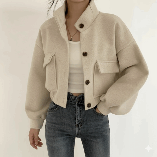 [TP056] Short Oversized Wool-Blend Casual Jacket