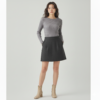 [BM028] Gray Wool-Blend Midi Skirt