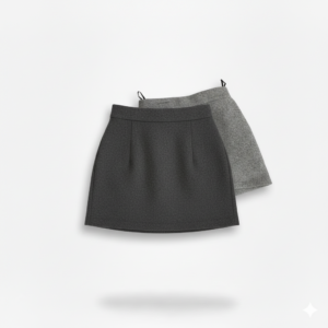 [BM028] Gray Wool-Blend Midi Skirt