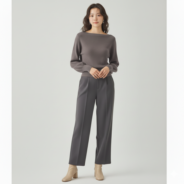 [TP058] Off-Shoulder Knit Long-Sleeve Top