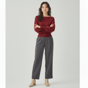 [TP058] Off-Shoulder Knit Long-Sleeve Top