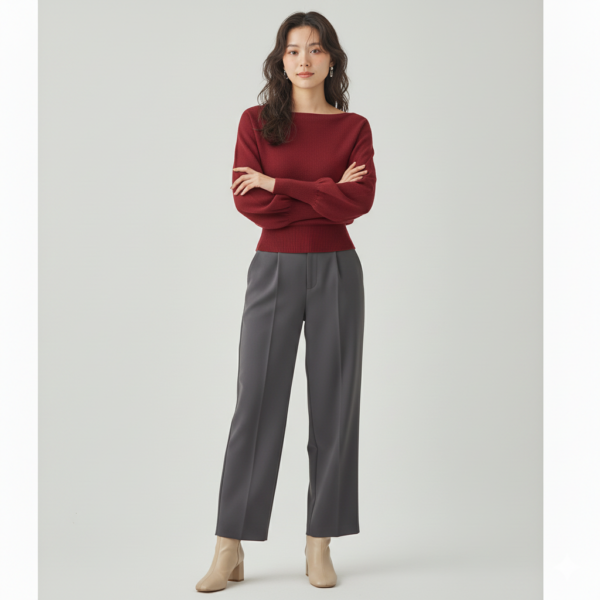 [TP058] Off-Shoulder Knit Long-Sleeve Top