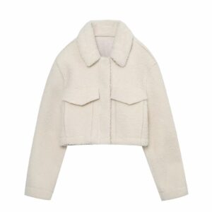 [TP059] Fleece-Lined Cropped Shirt Jacket