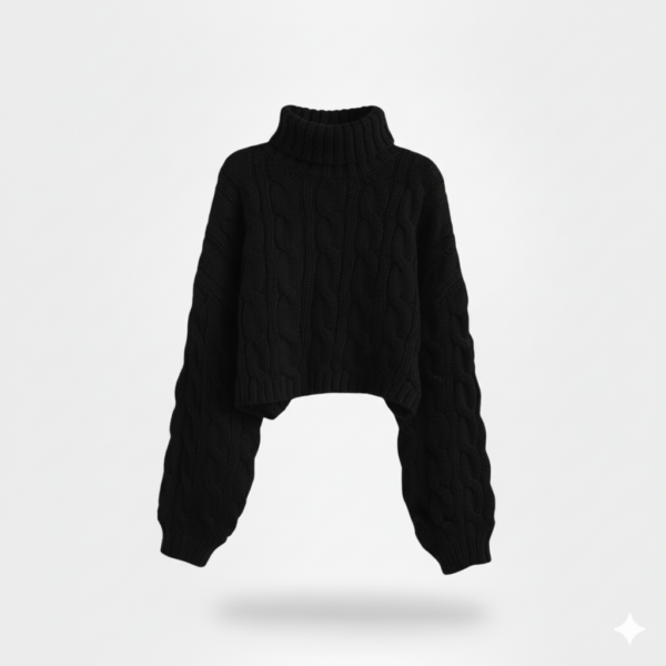 [TP060] High-Neck Cable-Knit Pullover Sweater