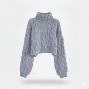 [TP060] High-Neck Cable-Knit Pullover Sweater