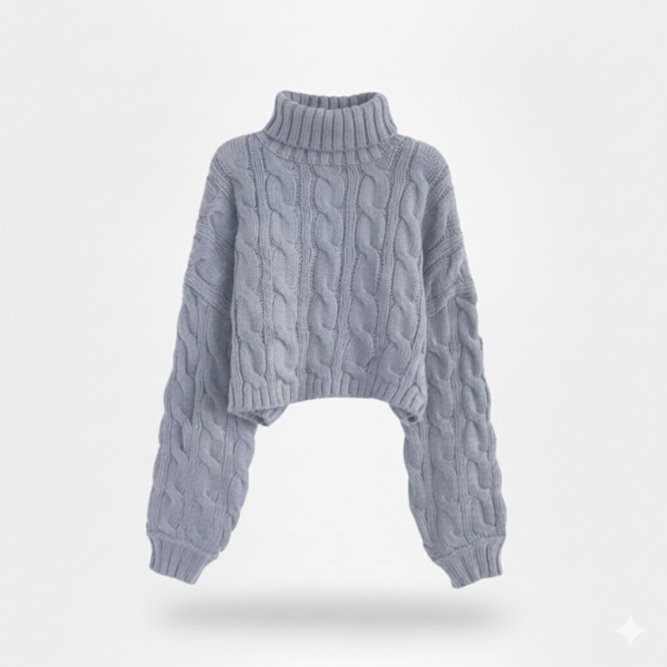 [TP060] High-Neck Cable-Knit Pullover Sweater