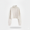 [TP060] High-Neck Cable-Knit Pullover Sweater