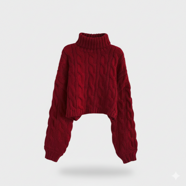[TP060] High-Neck Cable-Knit Pullover Sweater