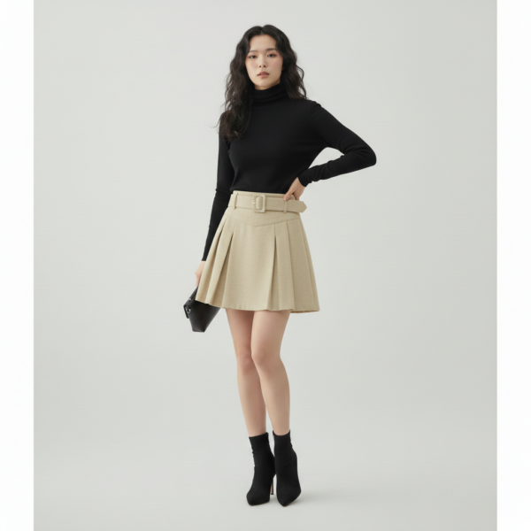 [BM029] Corduroy Pleated Skirt