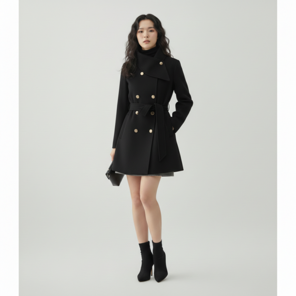 [TP064] Mid-Length Tie-Waist Coat