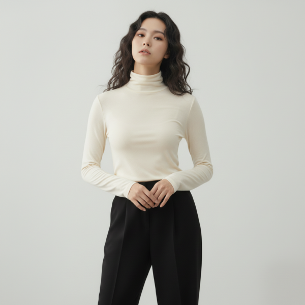[TP065] Knit Half-Turtleneck Base Layer Top