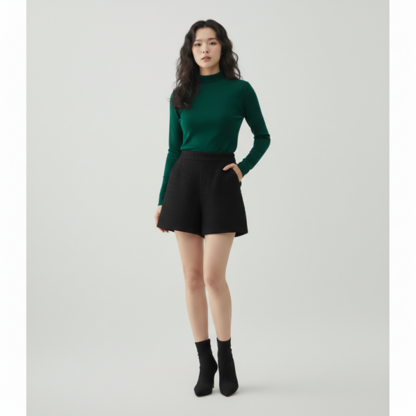 [BM031] High-Waisted Wool-Blend Shorts