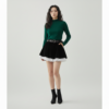 [BM032] Velvet and Tiered Tulle Belted Mini Skirt