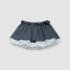 [BM032] Velvet and Tiered Tulle Belted Mini Skirt