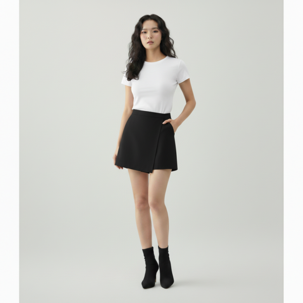 [BM033] Chic Asymmetrical Wrap Skort