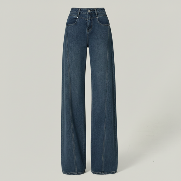 [BM034] Vintage-Inspired Architectural High-Rise Wide-Leg Jeans