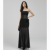 [DC022] Ethereal Ruched Chiffon Maxi Set with Sculptural Floral Appliqué
