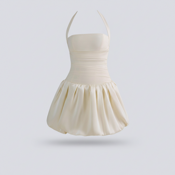 [DC023] Sculpted Halter Bubble Mini Dress