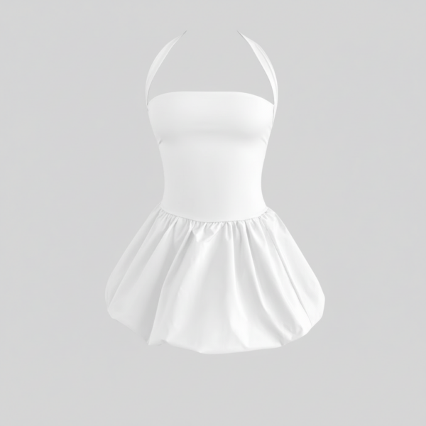 [DC023] Sculpted Halter Bubble Mini Dress