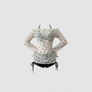 [DC026] Whimsical Coquette Sheer Mesh Bow Tunic Swim Set