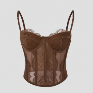 [TP069] Luxe Noir Lace-Paneled Bustier Corset