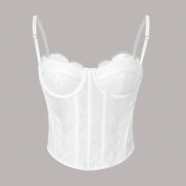 [TP069] Luxe Noir Lace-Paneled Bustier Corset