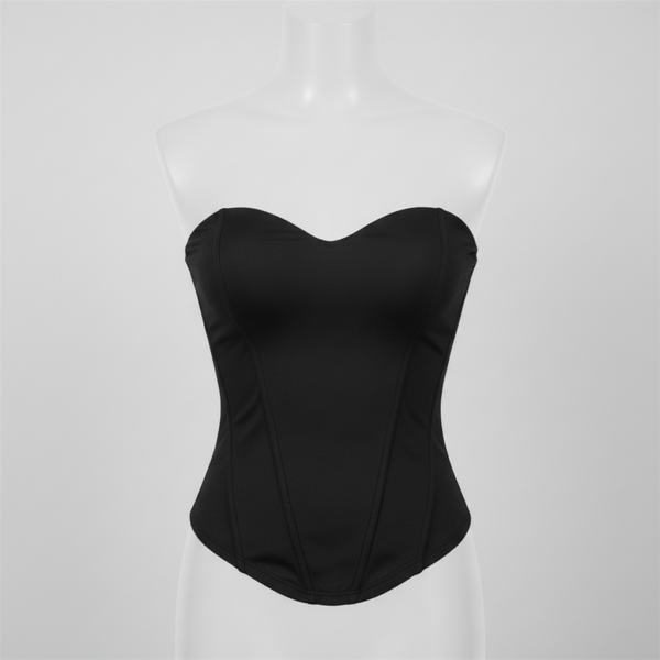 [TP070] Elegant Sweetheart Neckline Corset-Inspired Strapless Top