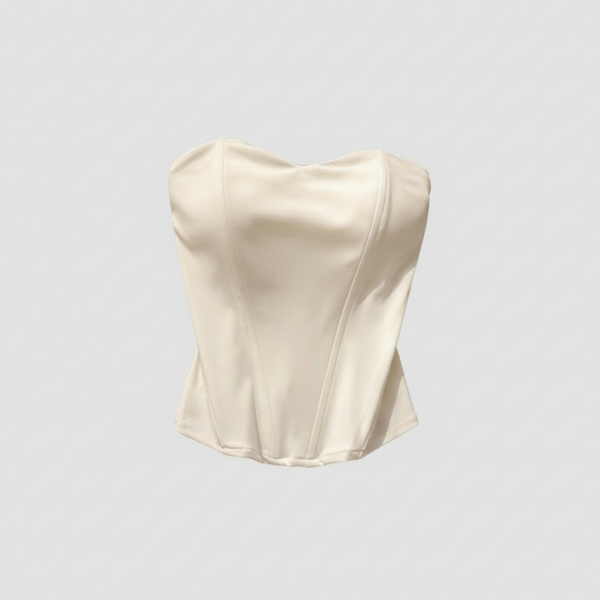 [TP070] Elegant Sweetheart Neckline Corset-Inspired Strapless Top