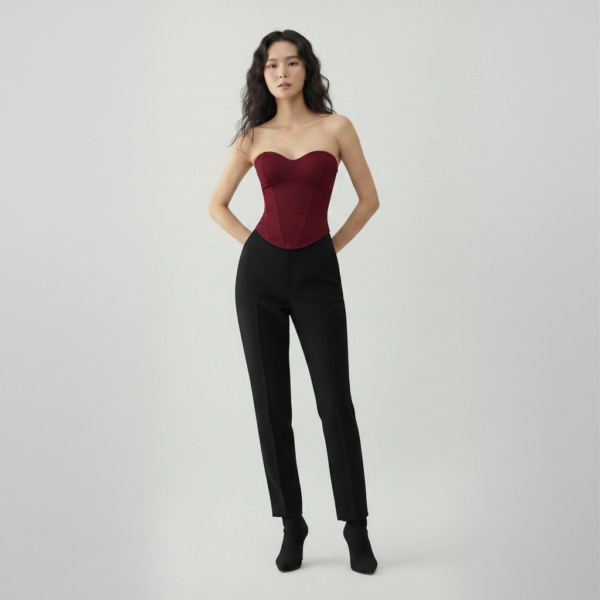 [TP070] Elegant Sweetheart Neckline Corset-Inspired Strapless Top