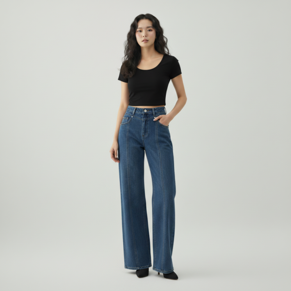 [TP075] Essential Ribbed Scoop Neck Crop Tee