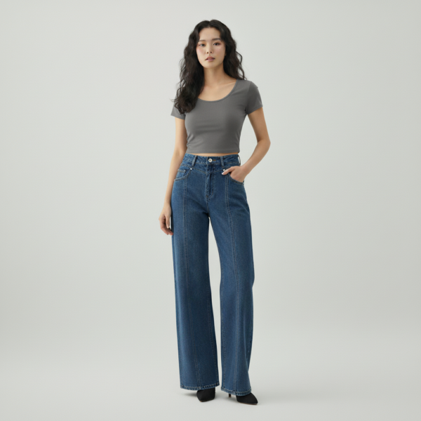 [TP075] Essential Ribbed Scoop Neck Crop Tee