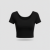 [TP075] Essential Ribbed Scoop Neck Crop Tee
