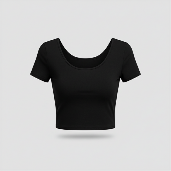 [TP075] Essential Ribbed Scoop Neck Crop Tee