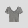 [TP075] Essential Ribbed Scoop Neck Crop Tee