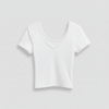 [TP075] Essential Ribbed Scoop Neck Crop Tee