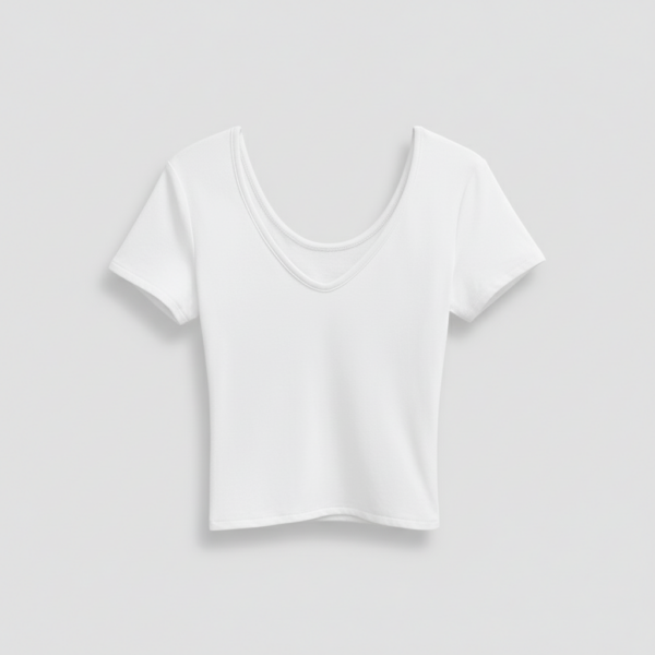 [TP075] Essential Ribbed Scoop Neck Crop Tee