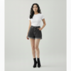 [BM036] Elevated High-Waist Cuffed Denim Shorts