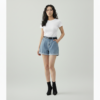 [BM036] Elevated High-Waist Cuffed Denim Shorts